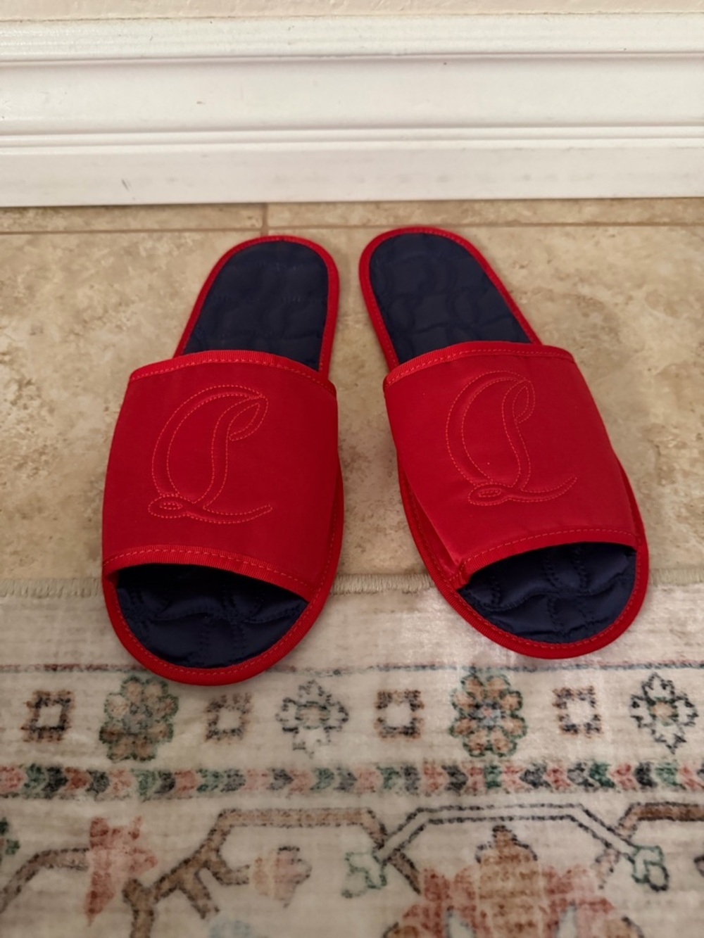Authentic Christian Louboutin Silk Slide Slippers - Picture 6 of 9
